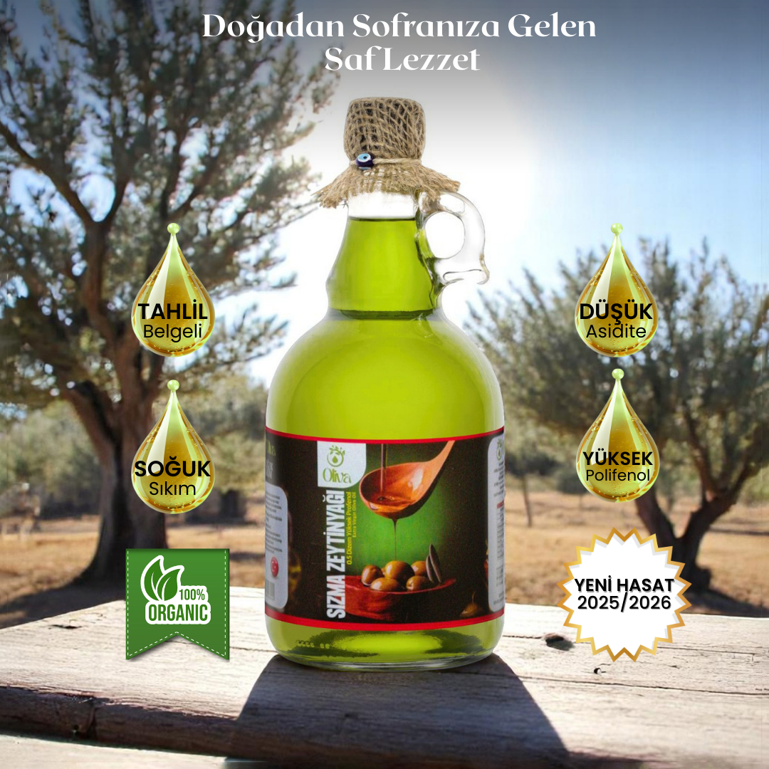 2025_2026 Kasım Ayı  Naturel Soğuk Sıkım Olgun Hasat Premium Zeytinyağı 1 Lt. Cam Şişe